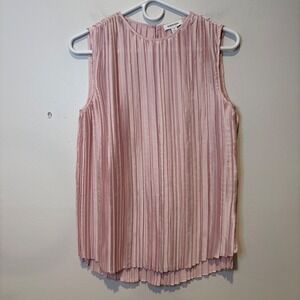 Nordstrom Womens Plisse Pleated Crinkle Tank Top Sz XS Pastel Pink Silky Formal‎